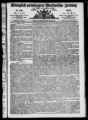 Königlich privilegirte Berlinische Zeitung von Staats- und gelehrten Sachen on May 13, 1874
