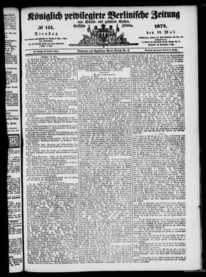 Königlich privilegirte Berlinische Zeitung von Staats- und gelehrten Sachen vom 19.05.1874