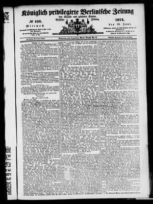 Königlich privilegirte Berlinische Zeitung von Staats- und gelehrten Sachen vom 10.06.1874