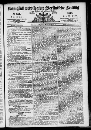 Königlich privilegirte Berlinische Zeitung von Staats- und gelehrten Sachen vom 12.06.1874