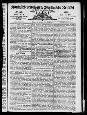 Königlich privilegirte Berlinische Zeitung von Staats- und gelehrten Sachen vom 17.06.1874
