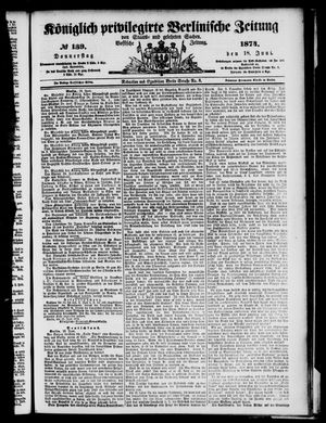 Königlich privilegirte Berlinische Zeitung von Staats- und gelehrten Sachen vom 18.06.1874