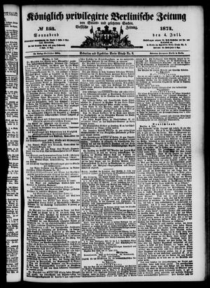 Königlich privilegirte Berlinische Zeitung von Staats- und gelehrten Sachen on Jul 4, 1874