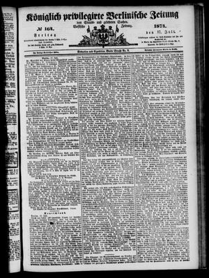 Königlich privilegirte Berlinische Zeitung von Staats- und gelehrten Sachen vom 17.07.1874