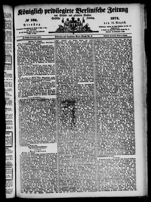 Königlich privilegirte Berlinische Zeitung von Staats- und gelehrten Sachen vom 11.08.1874
