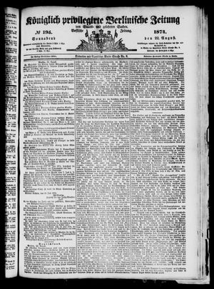 Königlich privilegirte Berlinische Zeitung von Staats- und gelehrten Sachen vom 22.08.1874