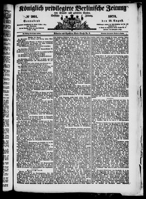 Königlich privilegirte Berlinische Zeitung von Staats- und gelehrten Sachen vom 29.08.1874