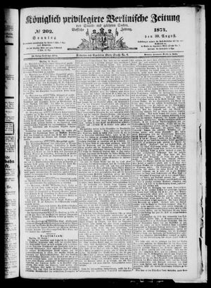 Königlich privilegirte Berlinische Zeitung von Staats- und gelehrten Sachen vom 30.08.1874