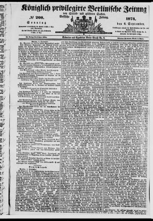 Königlich privilegirte Berlinische Zeitung von Staats- und gelehrten Sachen vom 06.09.1874