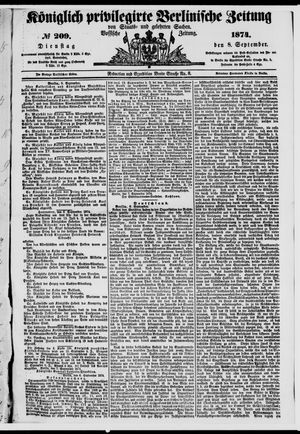 Königlich privilegirte Berlinische Zeitung von Staats- und gelehrten Sachen vom 08.09.1874