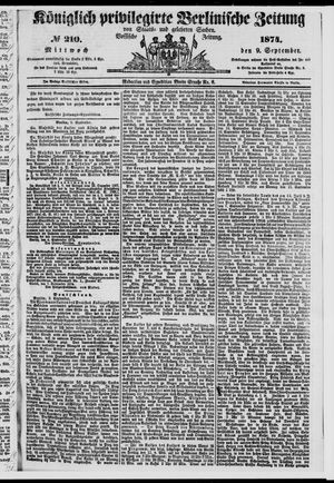 Königlich privilegirte Berlinische Zeitung von Staats- und gelehrten Sachen vom 09.09.1874