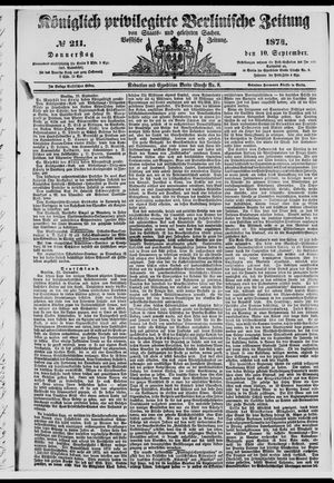 Königlich privilegirte Berlinische Zeitung von Staats- und gelehrten Sachen vom 10.09.1874