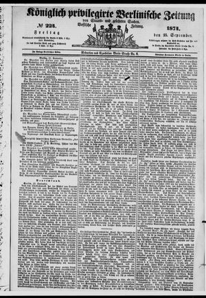 Königlich privilegirte Berlinische Zeitung von Staats- und gelehrten Sachen on Sep 25, 1874