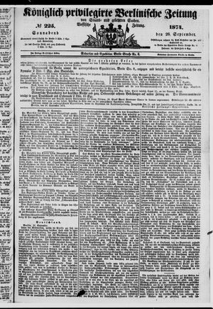 Königlich privilegirte Berlinische Zeitung von Staats- und gelehrten Sachen vom 26.09.1874