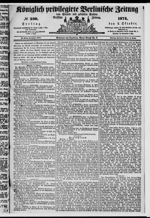 Königlich privilegirte Berlinische Zeitung von Staats- und gelehrten Sachen vom 02.10.1874