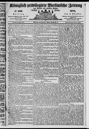 Königlich privilegirte Berlinische Zeitung von Staats- und gelehrten Sachen vom 02.10.1874