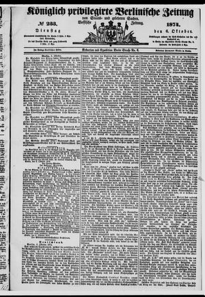 Königlich privilegirte Berlinische Zeitung von Staats- und gelehrten Sachen on Oct 6, 1874