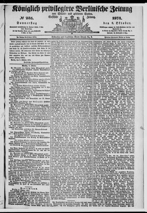 Königlich privilegirte Berlinische Zeitung von Staats- und gelehrten Sachen on Oct 8, 1874