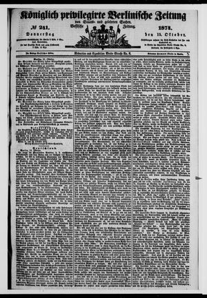 Königlich privilegirte Berlinische Zeitung von Staats- und gelehrten Sachen vom 15.10.1874