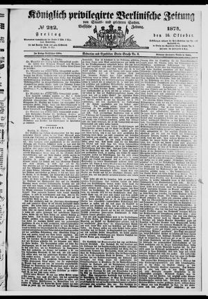 Königlich privilegirte Berlinische Zeitung von Staats- und gelehrten Sachen on Oct 16, 1874