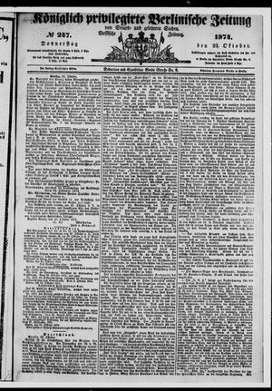 Königlich privilegirte Berlinische Zeitung von Staats- und gelehrten Sachen on Oct 22, 1874