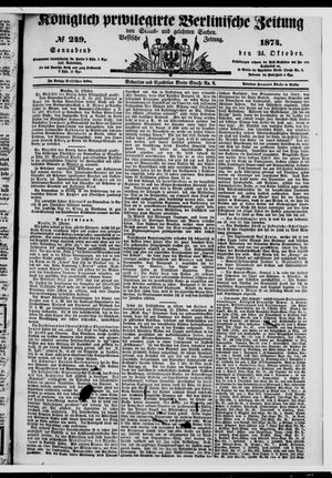 Königlich privilegirte Berlinische Zeitung von Staats- und gelehrten Sachen vom 24.10.1874