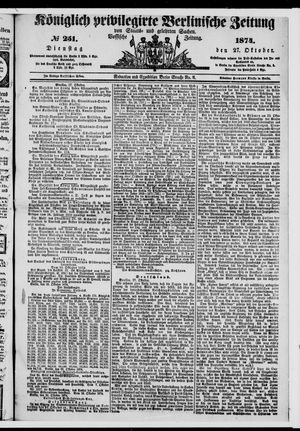 Königlich privilegirte Berlinische Zeitung von Staats- und gelehrten Sachen vom 27.10.1874