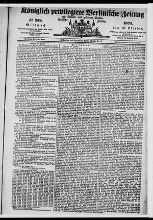 Königlich privilegirte Berlinische Zeitung von Staats- und gelehrten Sachen vom 28.10.1874