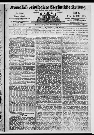 Königlich privilegirte Berlinische Zeitung von Staats- und gelehrten Sachen vom 31.10.1874
