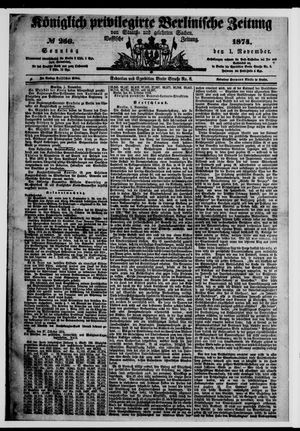 Königlich privilegirte Berlinische Zeitung von Staats- und gelehrten Sachen vom 01.11.1874