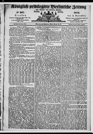 Königlich privilegirte Berlinische Zeitung von Staats- und gelehrten Sachen vom 03.11.1874