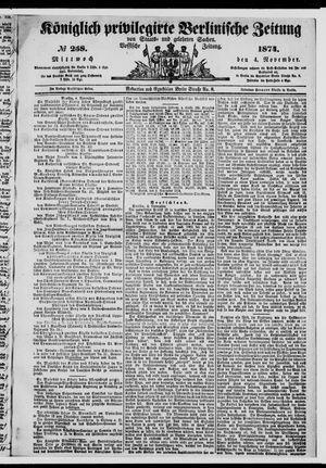 Königlich privilegirte Berlinische Zeitung von Staats- und gelehrten Sachen vom 04.11.1874
