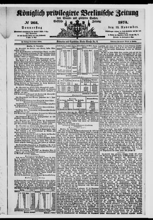 Königlich privilegirte Berlinische Zeitung von Staats- und gelehrten Sachen vom 12.11.1874