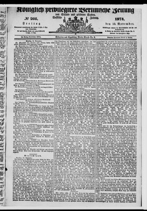 Königlich privilegirte Berlinische Zeitung von Staats- und gelehrten Sachen vom 13.11.1874