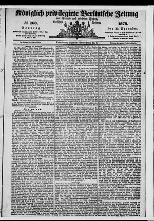 Königlich privilegirte Berlinische Zeitung von Staats- und gelehrten Sachen vom 15.11.1874