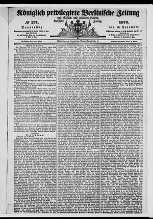 Königlich privilegirte Berlinische Zeitung von Staats- und gelehrten Sachen vom 19.11.1874