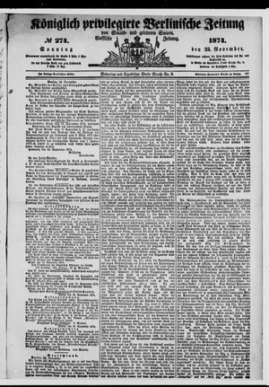 Königlich privilegirte Berlinische Zeitung von Staats- und gelehrten Sachen vom 22.11.1874