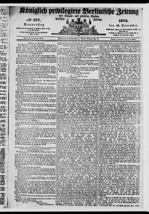 Königlich privilegirte Berlinische Zeitung von Staats- und gelehrten Sachen vom 26.11.1874