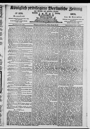 Königlich privilegirte Berlinische Zeitung von Staats- und gelehrten Sachen vom 28.11.1874