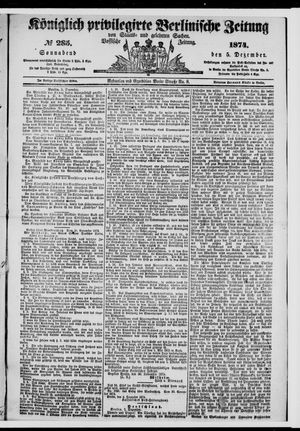 Königlich privilegirte Berlinische Zeitung von Staats- und gelehrten Sachen vom 05.12.1874
