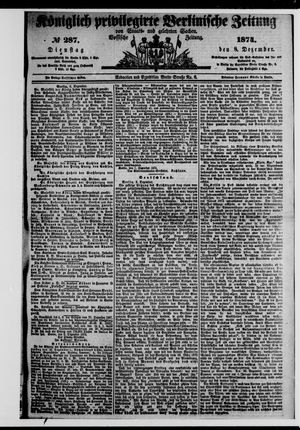 Königlich privilegirte Berlinische Zeitung von Staats- und gelehrten Sachen vom 08.12.1874