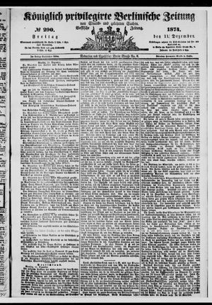 Königlich privilegirte Berlinische Zeitung von Staats- und gelehrten Sachen vom 11.12.1874