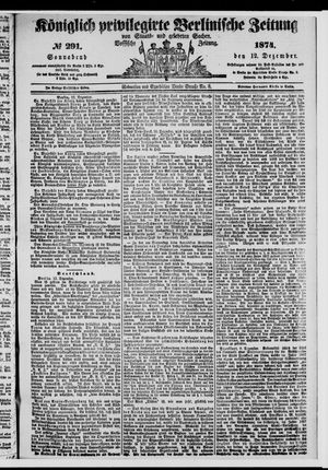 Königlich privilegirte Berlinische Zeitung von Staats- und gelehrten Sachen vom 12.12.1874