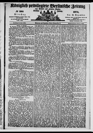 Königlich privilegirte Berlinische Zeitung von Staats- und gelehrten Sachen vom 15.12.1874