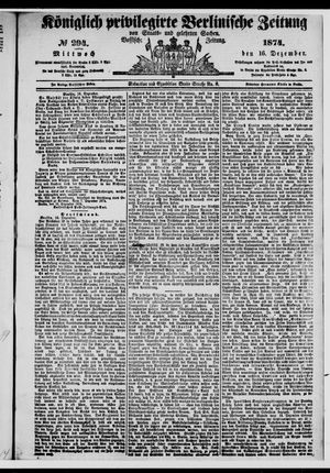 Königlich privilegirte Berlinische Zeitung von Staats- und gelehrten Sachen on Dec 16, 1874