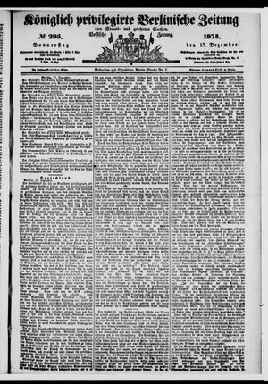Königlich privilegirte Berlinische Zeitung von Staats- und gelehrten Sachen vom 17.12.1874