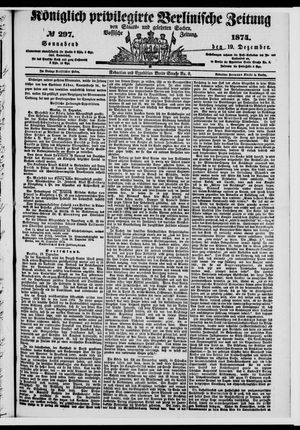 Königlich privilegirte Berlinische Zeitung von Staats- und gelehrten Sachen vom 19.12.1874