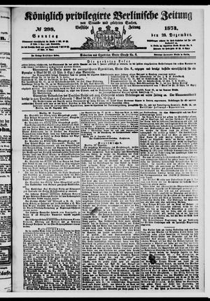 Königlich privilegirte Berlinische Zeitung von Staats- und gelehrten Sachen vom 20.12.1874