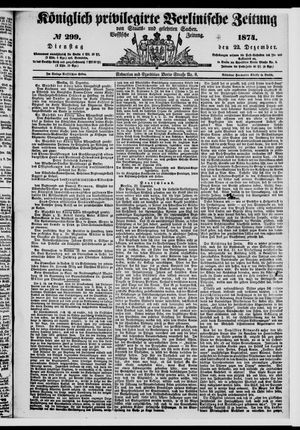 Königlich privilegirte Berlinische Zeitung von Staats- und gelehrten Sachen vom 22.12.1874