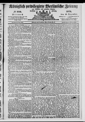 Königlich privilegirte Berlinische Zeitung von Staats- und gelehrten Sachen vom 23.12.1874
